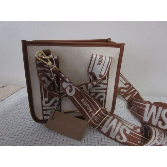 NWT Steve Madden Viral Tik Tok Bag Purse Bwebber Canvas Creme Brown - Picture 5 of 15